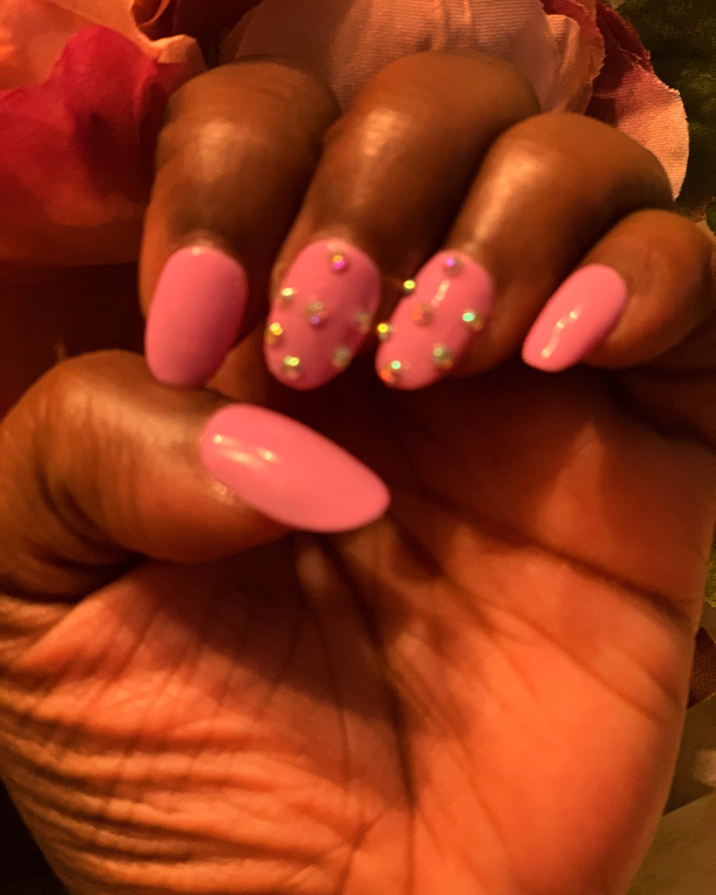 Lavender Rhinestone Nails